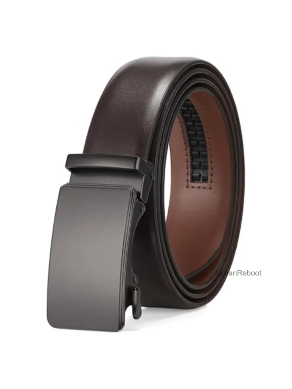 Men's Leather Ratchet Belt - Trim to Fit, Alloy Buckle, Gift Box
